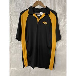 Iowa Hawkeyes NCAA J America Athletic Polo Shirt Black & Gold‎ Fan Apparel